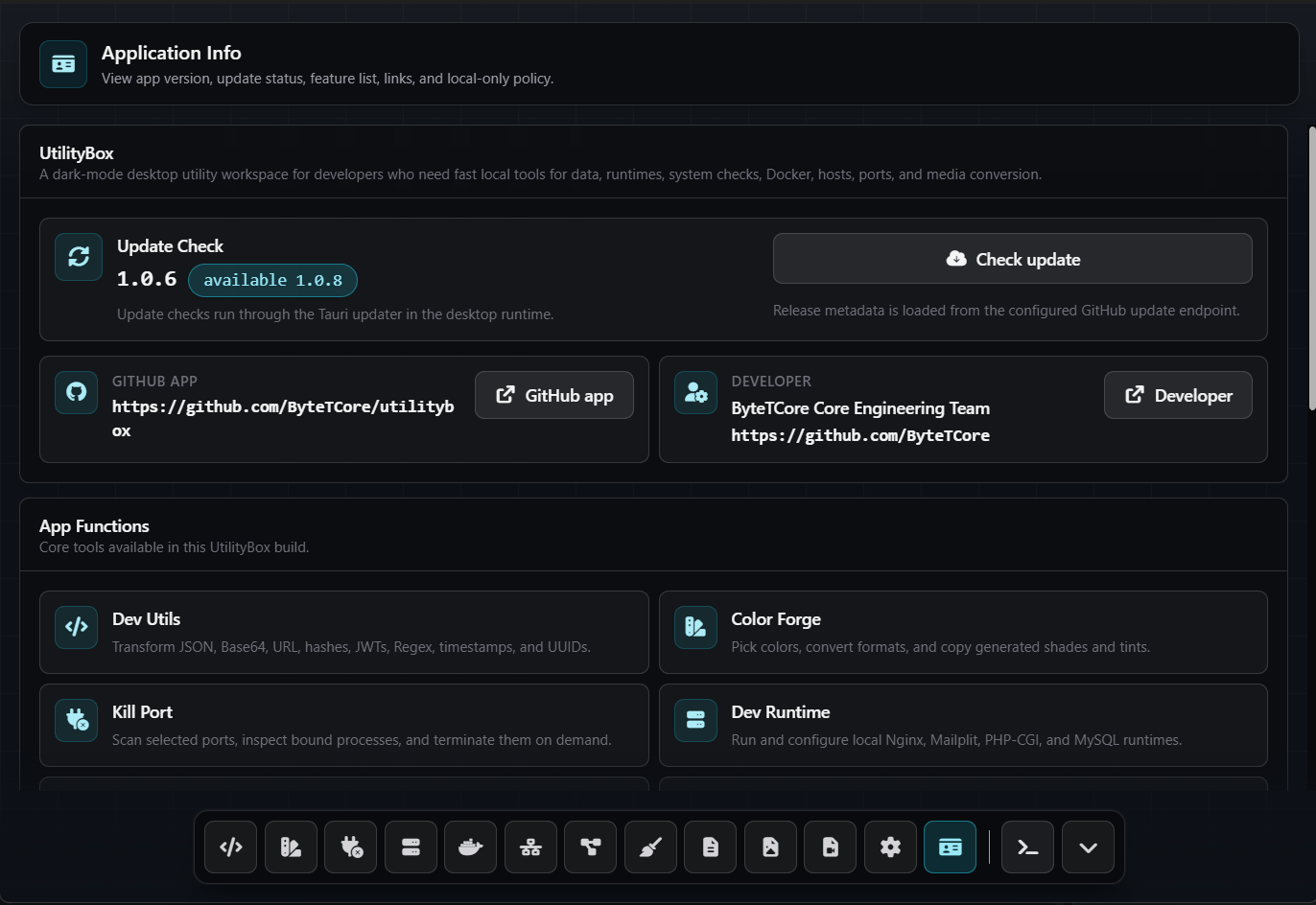 UtilityBox Dev Runtime interface showing Nginx controls, configuration files, and code editor